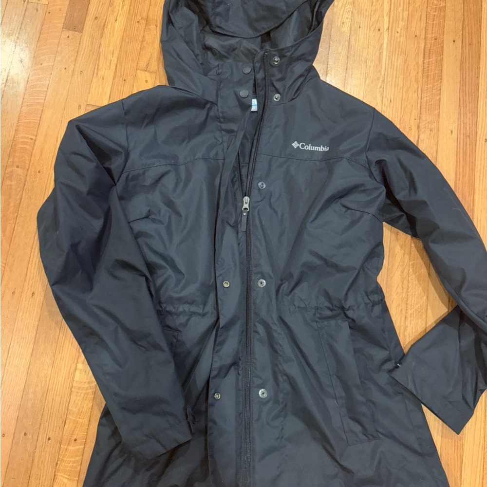Columbia Black Hooded Rain Jacket